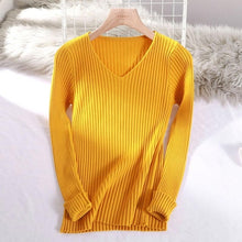 Load image into Gallery viewer, 2019 basic v-neck solid autumn winter Sweater Pullover Women Female Knitted sweater slim long sleeve badycon sweater cheap