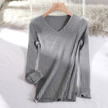 Load image into Gallery viewer, 2019 basic v-neck solid autumn winter Sweater Pullover Women Female Knitted sweater slim long sleeve badycon sweater cheap