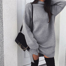 Load image into Gallery viewer, Fashion Hot Sale Knitted Pullover Loose Mini Dress Winter Spring Autumn Women Sweatshirt Turtleneck Long Sleeve Jumper Dress