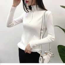 Load image into Gallery viewer, Casual Knitted Turtleneck Pullovers Sweater Women 2019 Autumn Winter Zipper Up Solid Slim Knitting sweaters Big Size Pull Femme