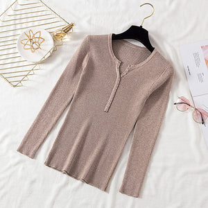 Women Pullover Sweater 2019 V Neck Single Breasted Slim Soft Knit Winter Tops Women Knitted Sweater Knitwear Jumper Sweaters