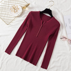 Women Pullover Sweater 2019 V Neck Single Breasted Slim Soft Knit Winter Tops Women Knitted Sweater Knitwear Jumper Sweaters