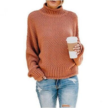 Load image into Gallery viewer, Sweater women pink turtleneck pull femme feminino pullover autumn winter clothes women 10 colors