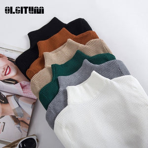 New Fashion Autumn Winter Women Pullovers Sweater Slim Half-neck Warm Female Knitted Elasticity Sweaters Casual Jumper