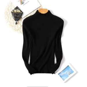 New Fashion Autumn Winter Women Pullovers Sweater Slim Half-neck Warm Female Knitted Elasticity Sweaters Casual Jumper