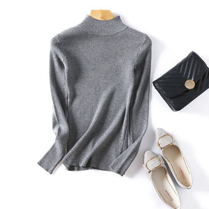 New Fashion Autumn Winter Women Pullovers Sweater Slim Half-neck Warm Female Knitted Elasticity Sweaters Casual Jumper