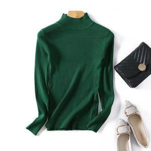 New Fashion Autumn Winter Women Pullovers Sweater Slim Half-neck Warm Female Knitted Elasticity Sweaters Casual Jumper