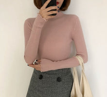 Load image into Gallery viewer, 2019 Fall Winter Fashion Slim Sweater Women Turtleneck Ruched Women Sweater High Elastic Solid Sexy Knitted Pullovers 6785 50