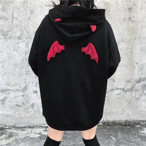 NiceMix Fall Winter Women Sweatshirts High Street Harajuku Cute Hoodies  Punk Gothic Devil Horn Chic Hooded Pullover Loose Sweat