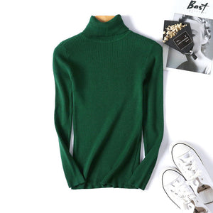 Sitaicery 2019 Winter Autumn Women Turtleneck Knitted Sweater High Collar Casual Soft Polo Neck-Neck Sweater Fashion Slim Pullov