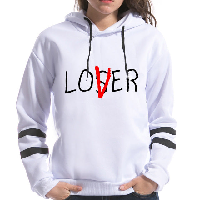 2020 Letter Loser Lover  Print Female Sweatshirt Hooded Long Sleeve Harajuku Korean style Hoodies Women funny Tops