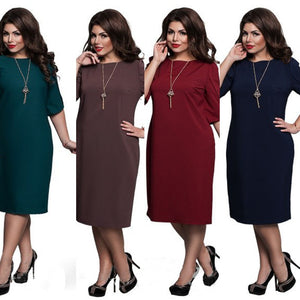 L-6XL Large Size 2020 Spring Dress Big Size Casual Dress Blue Red Green Straight Dresses Plus Size Women Clothing Vestidos