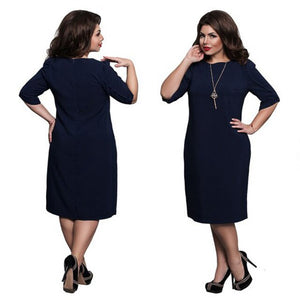 L-6XL Large Size 2020 Spring Dress Big Size Casual Dress Blue Red Green Straight Dresses Plus Size Women Clothing Vestidos