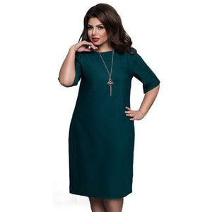 L-6XL Large Size 2020 Spring Dress Big Size Casual Dress Blue Red Green Straight Dresses Plus Size Women Clothing Vestidos