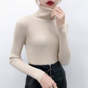 2019 autumn winter Women Knitted Turtleneck Sweater Casual Soft polo-neck Jumper Fashion Slim Femme Elasticity Pullovers