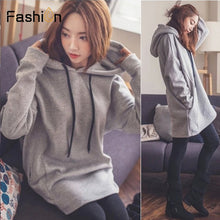 Load image into Gallery viewer, Women Long Hoodies Casual Solid Loose Drawstring Sweatshirt Long Sleeve Hooded 2019 Autumn Female Pullover Sweatshirts Harajuku