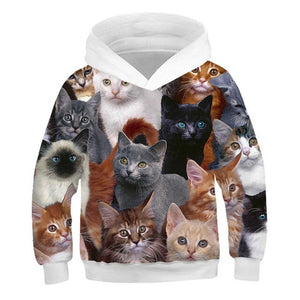 2019 Autumn Winter Boys Girls Fashion 3D Hoodies Lovely Cat Panda Galaxy Space Print Children Hooded Sweatshirts Kids Pullovers