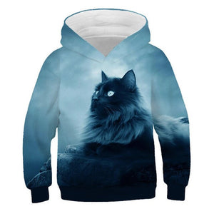 2019 Autumn Winter Boys Girls Fashion 3D Hoodies Lovely Cat Panda Galaxy Space Print Children Hooded Sweatshirts Kids Pullovers