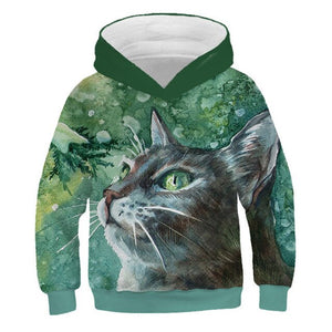 2019 Autumn Winter Boys Girls Fashion 3D Hoodies Lovely Cat Panda Galaxy Space Print Children Hooded Sweatshirts Kids Pullovers