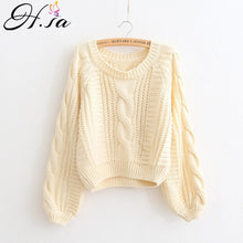 Load image into Gallery viewer, H.SA Roupas femininas Women Pull Sweaters 2018 New Yellow Sweater Jumpers Candy Color Harajuku Chic Short Sweater Twisted Pull