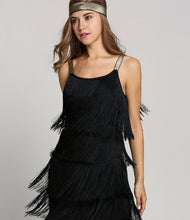 Load image into Gallery viewer, Tassel Dress Women Sexy Summer Flapper Beach Dress Strap Low Cut Black Silver White Short Fringe Party Dresses A-005