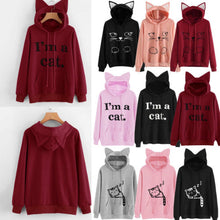 Load image into Gallery viewer, Women Cat Hoodie Long Sleeve Sweatshirt Jumper Coat Hooded Pullover Tops