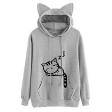 Load image into Gallery viewer, Women Cat Hoodie Long Sleeve Sweatshirt Jumper Coat Hooded Pullover Tops