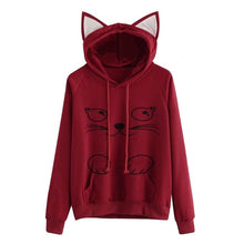 Load image into Gallery viewer, Women Cat Hoodie Long Sleeve Sweatshirt Jumper Coat Hooded Pullover Tops